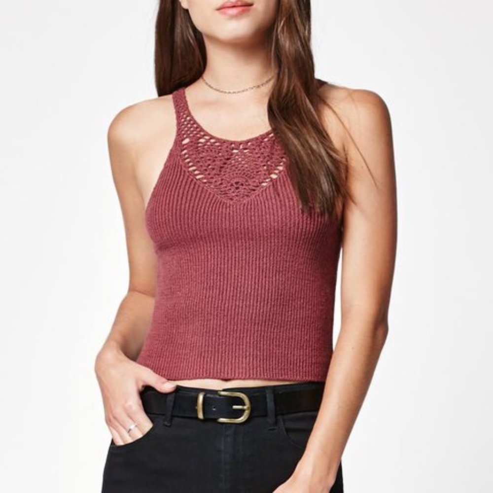 Maroon Crochet tank top- LA Hearts Pacsun